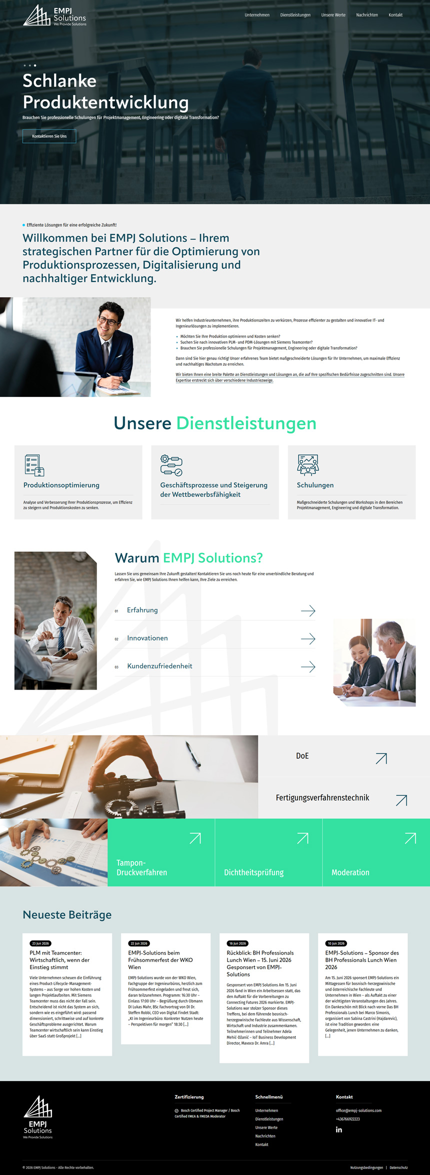 EMPJ Solutions — korporativni web za industrijski consulting