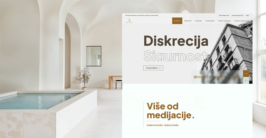 SIGNEA — web za privatne nekretnine, investicije i poslovno savjetovanje